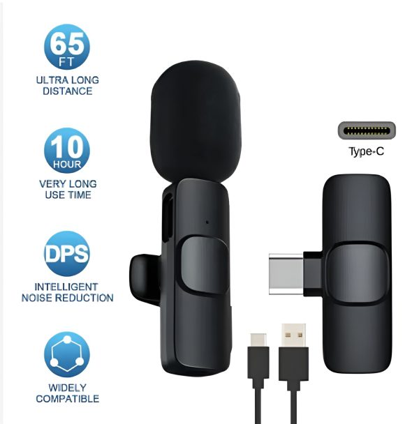 K8 Wireless Lavalier Microphone With Type-c Connector