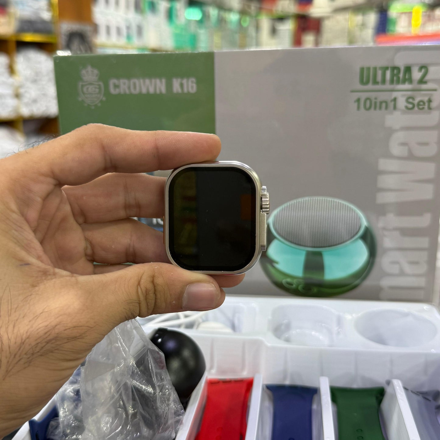 Crown K16 Ultra 2 Smart Watch 10-in-1 Gift Set with Mini Bluetooth Speaker – Compatible with Android & iOS