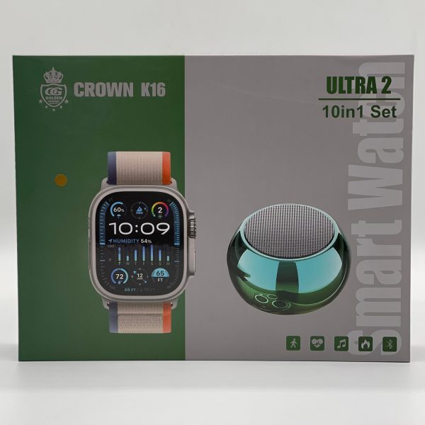 (Eid Special Deal) Ultra 2 – Crown K16 – Watch Bundle – Includes Free P47 Wireless speaker + 7 Interchangeable Straps